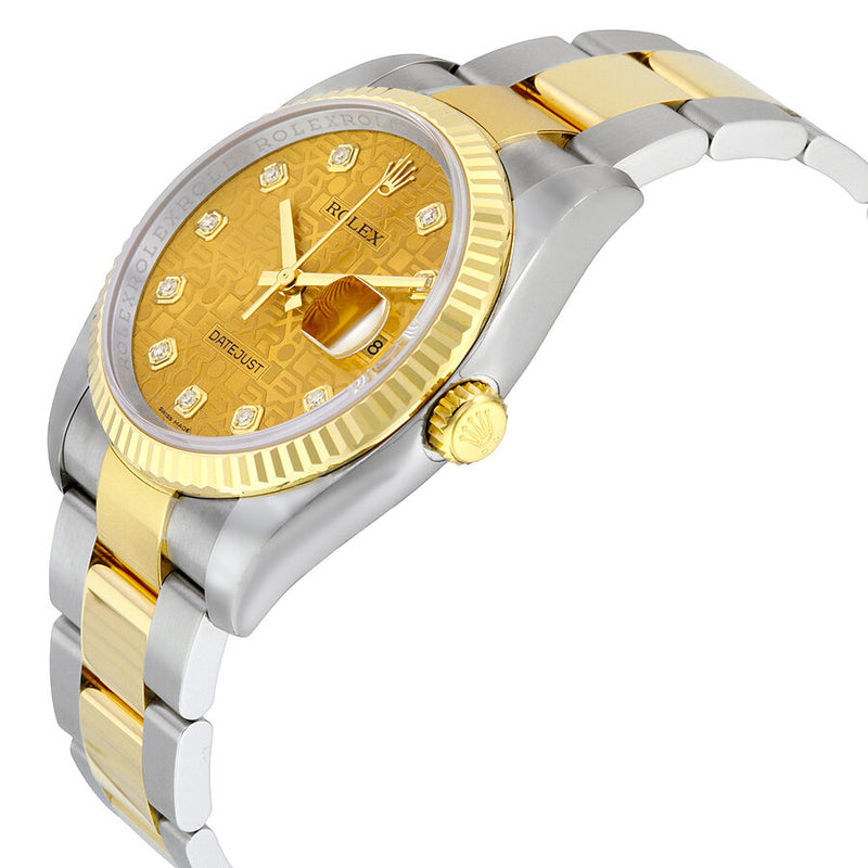 Rolex Oyster Perpetual Datejust 36 Champagne Dial Stainless Steel and 18K Yellow Gold Bracelet Automatic Men's Watch #116233CJDO - Watches of America #2