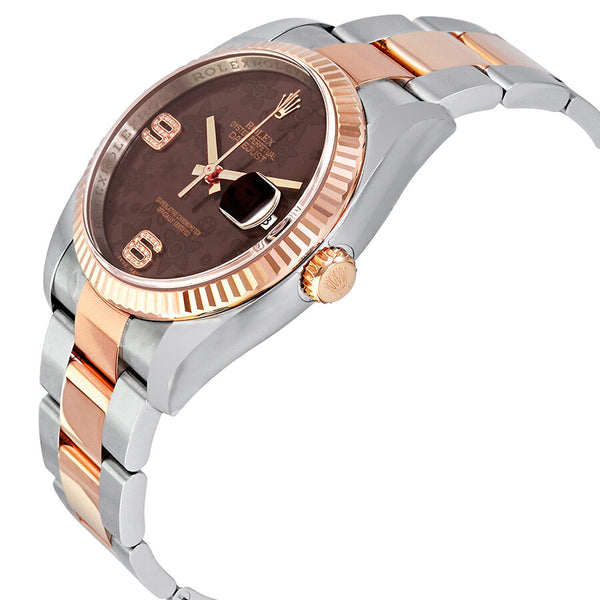 Rolex Oyster Perpetual Datejust 36 Chocolate Floral Diamond Dial Steel & 18K Everose Gold Unisex Watch #116231CHFDAO - Watches of America #2