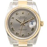 Rolex Oyster Perpetual Datejust 36 Grey Dial Stainless Steel and 18K Yellow Gold Bracelet Automatic Men's Watch #116233GRO - Watches of America