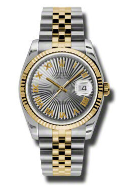 Rolex Oyster Perpetual Datejust 36 Grey Dial Stainless Steel and 18K Yellow Gold Jubilee Bracelet Automatic Men's Watch #116233GSBRJ - Watches of America