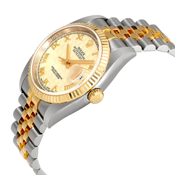Rolex Oyster Perpetual Datejust 36 Ivory Pyramid Dial Stainless Steel and 18K Yellow Gold Jubilee Bracelet Automatic Men's Watch #116233IPRJ - Watches of America #2