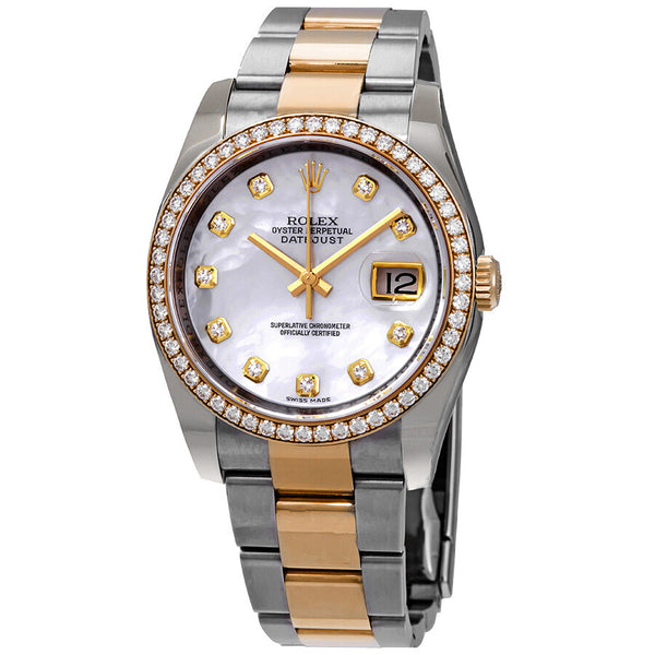 Rolex Oyster Perpetual Datejust 36 Mother of Pearl Dial Stainless Steel and 18K Yellow Gold Bracelet Automatic Ladies Watch #116243MDO - Watches of America