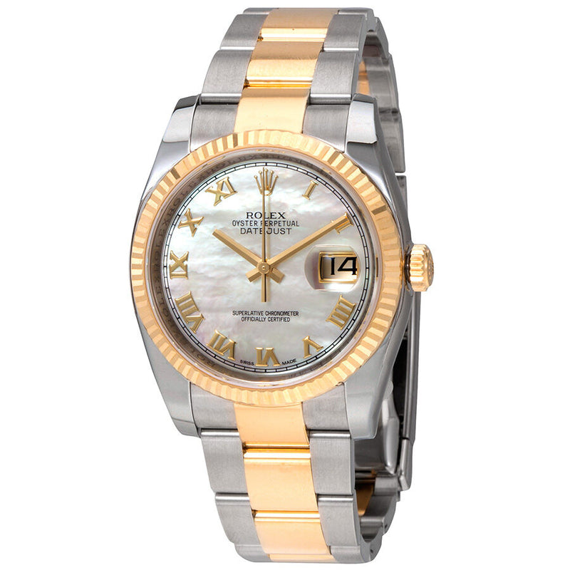 Rolex Oyster Perpetual Datejust 36 Mother of Pearl Dial Stainless Steel and 18K Yellow Gold Bracelet Automatic Men's Watch #116233MRO - Watches of America
