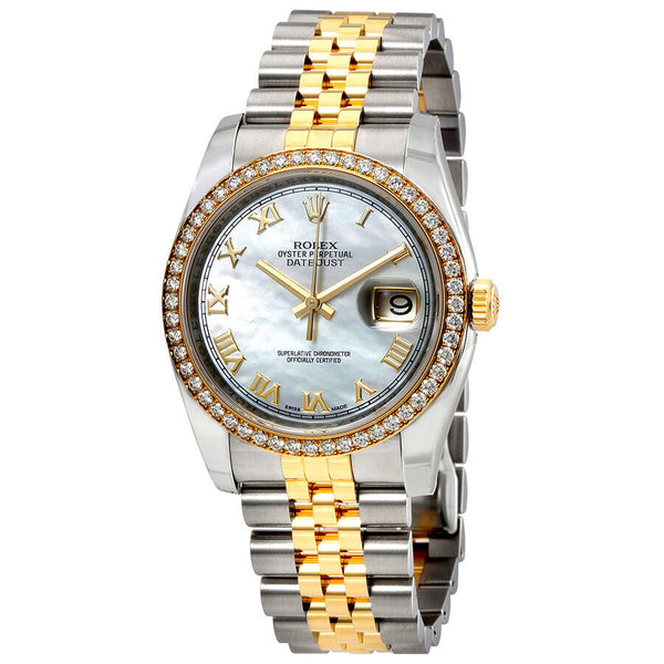 Rolex Oyster Perpetual Datejust 36 Mother of Pearl Dial Stainless Steel and 18K Yellow Gold Jubilee Bracelet Automatic Ladies Watch #116243MRJ - Watches of America