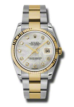 Rolex Oyster Perpetual Datejust 36 Mother of Pearl Dial Stainless Steel and 18K Yellow Gold Bracelet Automatic Men's Watch #116233MDO - Watches of America