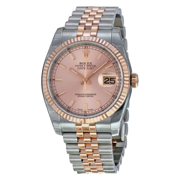 Rolex Oyster Perpetual Datejust 36 Pink Champagne Dial Stainless Steel and 18K Everose Gold Jubilee Bracelet Automatic Ladies Watch #116231PSJ - Watches of America