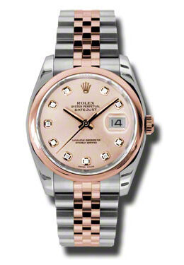 Rolex Oyster Perpetual Datejust 36 Pink Champagne Dial Stainless Steel and 18K Everose Gold Jubilee Bracelet Automatic Men's Watch #116201CDJ - Watches of America
