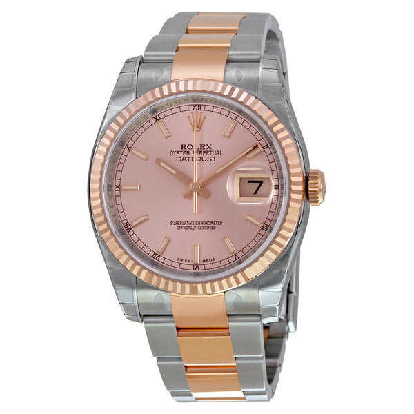 Rolex Oyster Perpetual Datejust 36 Pink Champagne Dial Stainless Steel and 18K Everose Gold Bracelet Automatic Men's Watch #116231PSO - Watches of America
