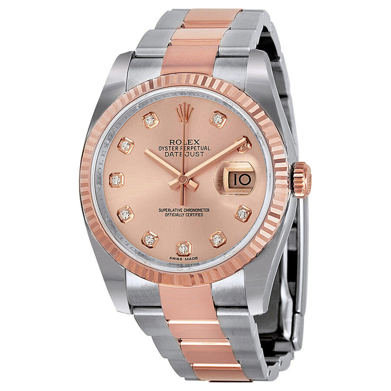 Rolex Oyster Perpetual Datejust 36 Pink Dial Stainless Steel and 18K Everose Gold Bracelet Automatic Ladies Watch #116231PDO - Watches of America