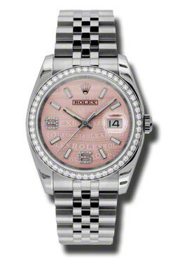 Rolex Oyster Perpetual Datejust 36 Pink Wave Dial Stainless Steel Jubilee Bracelet Automatic Ladies Watch 116244PWJSDAJ#116244PWSDAJ - Watches of America