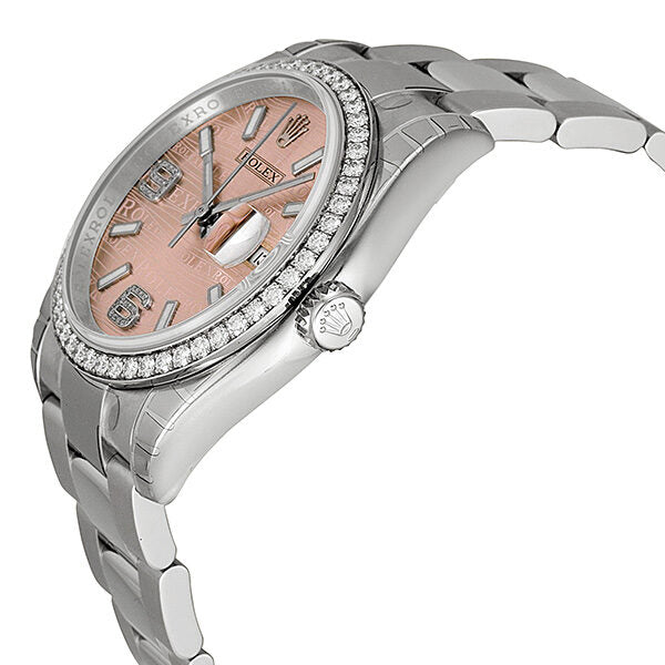 Rolex Oyster Perpetual Datejust 36 Pink Wave Dial Stainless Steel Bracelet Automatic Ladies Watch #116244PWSDAO - Watches of America #2