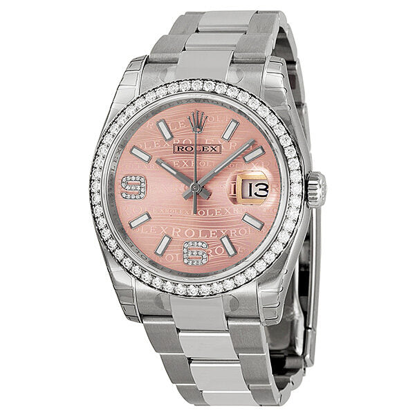 Rolex Oyster Perpetual Datejust 36 Pink Wave Dial Stainless Steel Bracelet Automatic Ladies Watch #116244PWSDAO - Watches of America