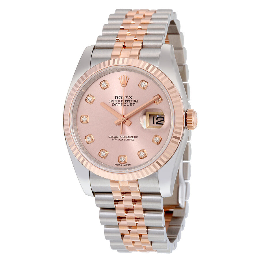 Rolex Oyster Perpetual Datejust 36 Rose Dial Stainless Steel and 18K ...