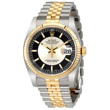 Rolex Oyster Perpetual Datejust 36 Silver and Black Dial Stainless Steel and 18K Yellow Gold Jubilee Bracelet Automatic Men's Watch 116233SBKSJ#116233-SBKSJ - Watches of America
