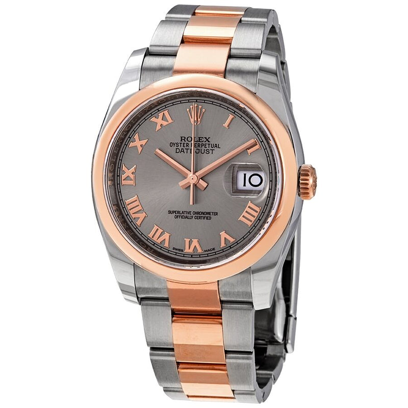 Rolex Oyster Perpetual Datejust 36 Silver Dial Stainless Steel and 18K Everose Gold Bracelet Automatic Men's Watch #116201SRO - Watches of America
