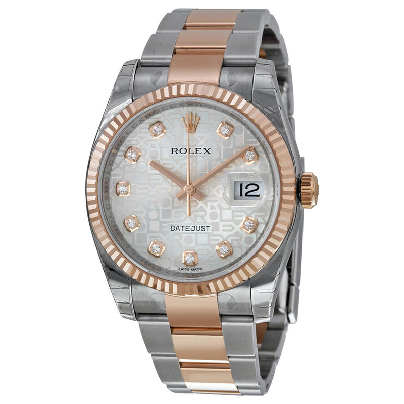Rolex Oyster Perpetual Datejust 36 Silver Dial Stainless Steel and 18K Everose Gold Bracelet Automatic Men's Watch #116231SJDO - Watches of America