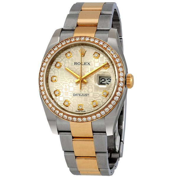 Rolex Oyster Perpetual Datejust 36 Silver Dial Stainless Steel and 18K Yellow Gold Bracelet Automatic Ladies Watch #116243SJDO - Watches of America