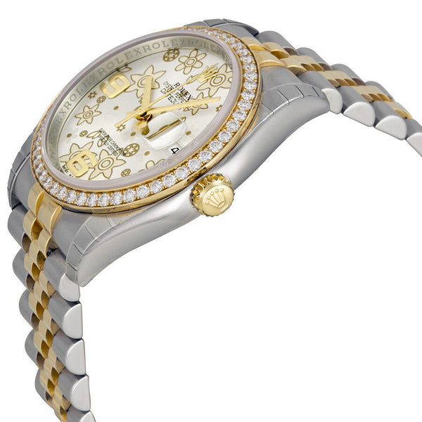 Rolex Oyster Perpetual Datejust 36 Silver Floral Dial Stainless Steel and 18K Yellow Gold Jubilee Bracelet Automatic Unisex Watch #116243SFAJ - Watches of America #2