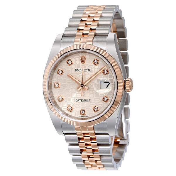 Rolex Oyster Perpetual Datejust 36 Silver Dial Stainless Steel and 18K Everose Gold Jubilee Bracelet Automatic Men's Watch #116231SJDJ - Watches of America