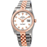 Rolex Oyster Perpetual Datejust 36 White Dial Stainless Steel and 18K Everose Gold Jubilee Bracelet Automatic Men's Watch #116201WDJ - Watches of America
