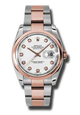 Rolex Oyster Perpetual Datejust 36 White Dial Stainless Steel and 18K Everose Gold Bracelet Automatic Men's Watch #116201WDO - Watches of America