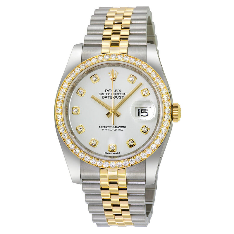 Rolex Oyster Perpetual Datejust 36 White Dial Stainless Steel and 18K Yellow Gold Jubilee Bracelet Automatic Ladies Watch #116243WDJ - Watches of America