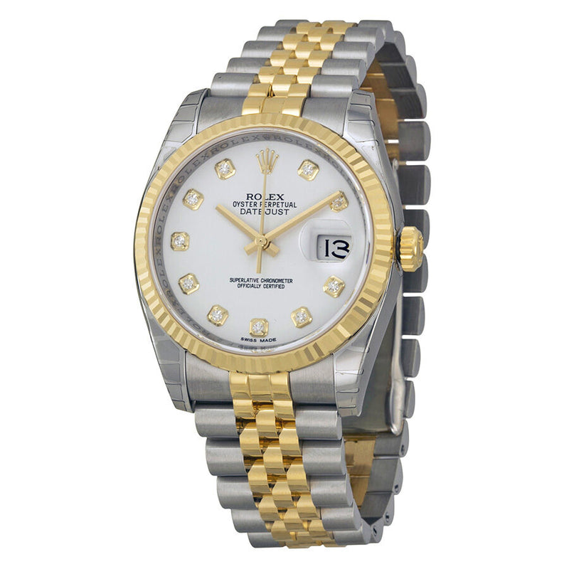 Rolex Oyster Perpetual Datejust 36 White Dial 18K Yellow Gold Jubilee Automatic Men's Watch 116233WDJ#116233-WDJ - Watches of America