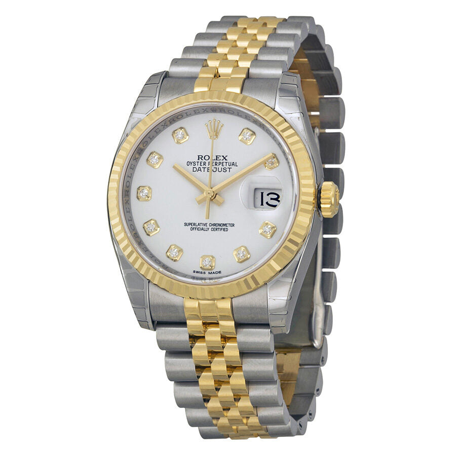 Rolex Oyster Perpetual Datejust 36 White Dial 18K Yellow Gold