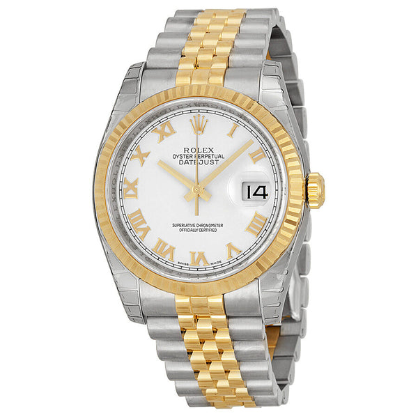 Rolex Oyster Perpetual Datejust 36 White Dial Stainless Steel and 18K Yellow Gold Jubilee Bracelet Automatic Men's Watch 116233WRJ#116233-WRJ - Watches of America