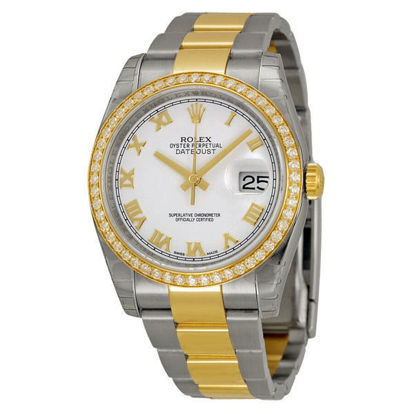 Rolex Oyster Perpetual Datejust 36 White Dial Stainless Steel and 18K Yellow Gold Bracelet Automatic Ladies Watch #116243WRO - Watches of America