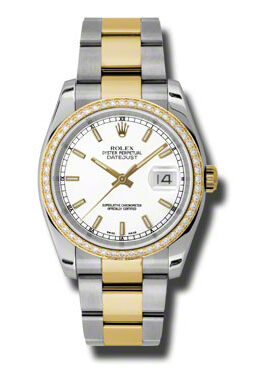 Rolex Oyster Perpetual Datejust 36 White Dial Stainless Steel and 18K Yellow Gold Bracelet Automatic Ladies Watch #116243WSO - Watches of America