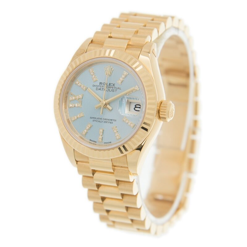 Rolex Oyster Perpetual Datejust Cornflower Blue Dial Automatic 18 Carat Yellow Gold Ladies Watch #279178CFBLSRDP - Watches of America #3