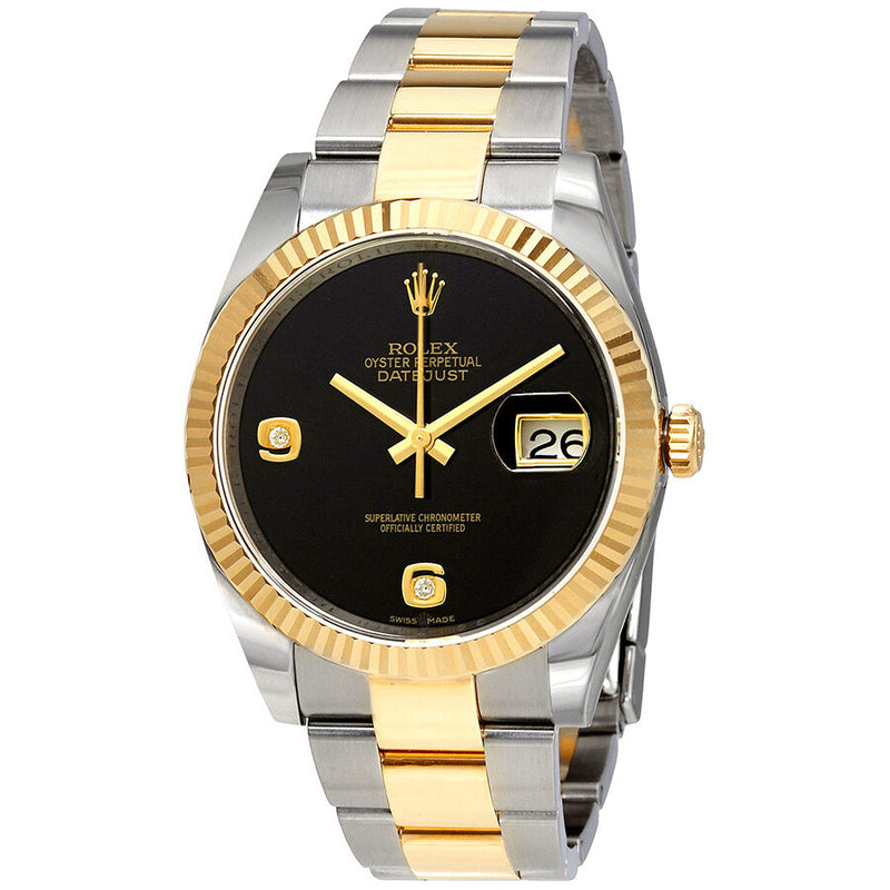 Rolex Oyster Perpetual Datejust Onyx Dial Diamond Steel and 18K Yellow Gold Men's Watch #116233BKADO - Watches of America