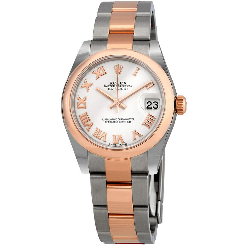 Rolex Oyster Perpetual Datejust White Dial Automatic Stainless Steel and 18 Carat Everose Gold Ladies Watch#178241WRO - Watches of America
