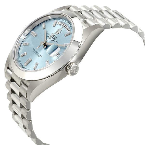 Rolex Oyster Perpetual Day-Date Ice Blue Baguette Dial Platinum President Automatic Men's Watch #228206IBLDP - Watches of America #2