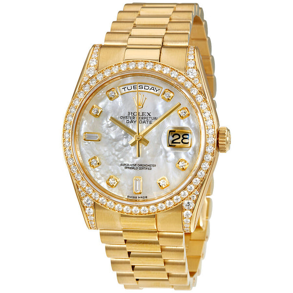 Rolex Oyster Perpetual Mother of Pearl Diamond 18K Yellow Gold Ladies Watch #118388MDP - Watches of America