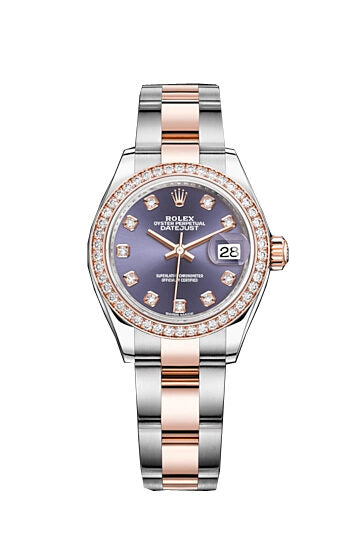Rolex Purple Diamond Dial Ladies Steel and 18ct Oyster Watch #279381PUDO - Watches of America