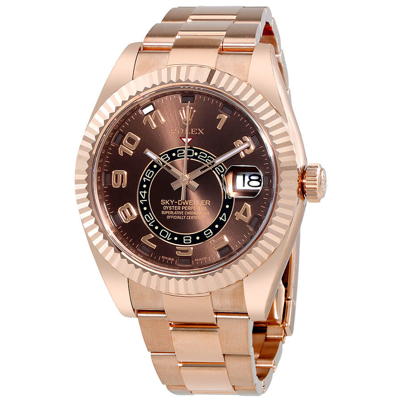 Rolex Sky Dweller Chocolate Dial 18K Everose Gold Oyster Bracelet Automatic Men's Watch #326935CHAO - Watches of America