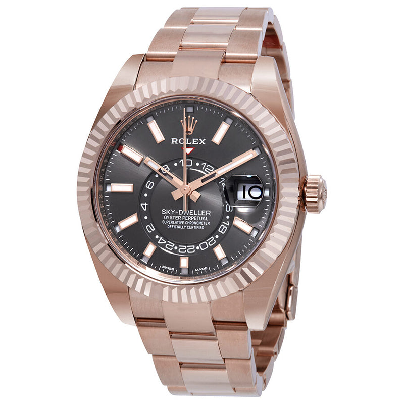Rolex Sky-Dweller Dark Rhodium Automatic Men's 18kt Everrose Gold Oyster Watch #326935DRSO - Watches of America