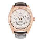 Rolex Sky-Dweller White Dial Automatic 18kt Everose Gold Men's Leather Watch #326135WSL - Watches of America #2