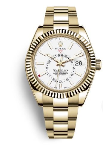 Rolex Sky-Dweller White Dial Automatic Men's 18kt Yellow Gold Oyster Watch #326938WSO - Watches of America