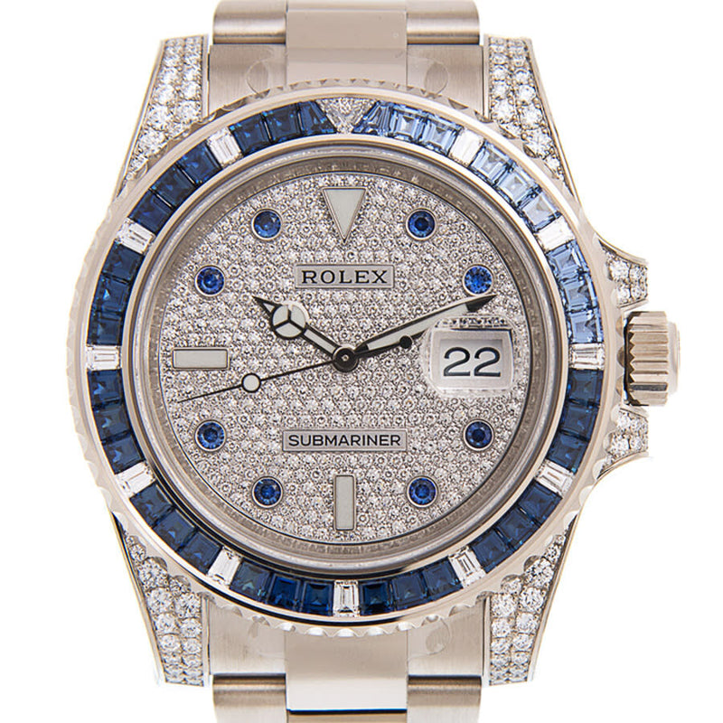 Rolex Submariner Automatic Chronometer Saphire Set Diamond Watch #116659SABRO - Watches of America #2
