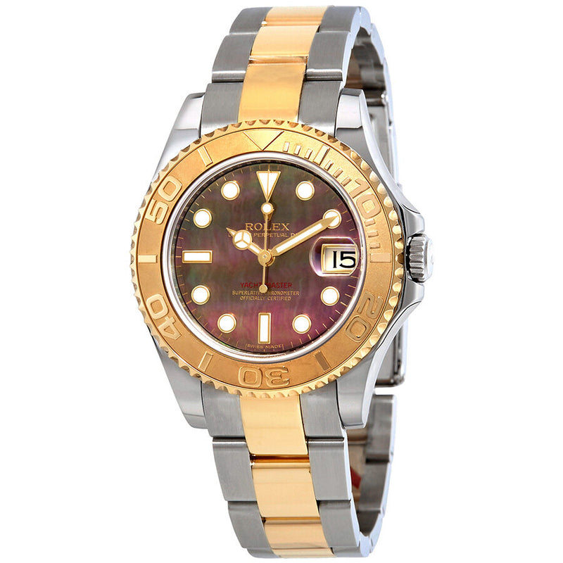 Rolex Yacht-Master Black Mother of Pearl Dial Stainless Steel and 18K Yellow Gold Oyster Bracelet Automatic Unisex Watch #168623BMSO - Watches of America