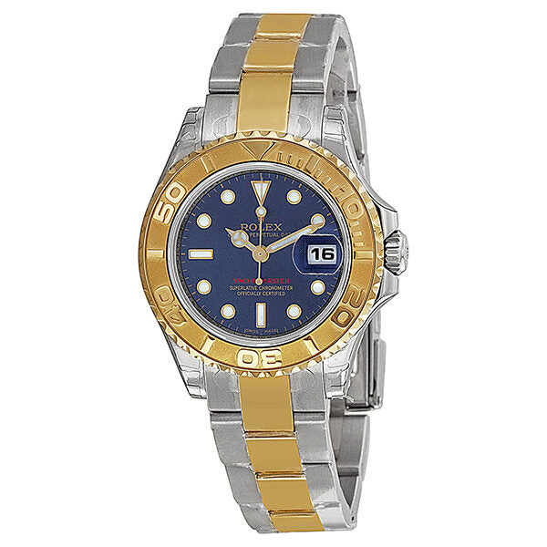 Rolex Yacht-Master Blue Dial Stainless Steel and 18K Yellow Gold Oyster Bracelet Automatic Ladies Watch 169623BLSO#169623 BLSO - Watches of America