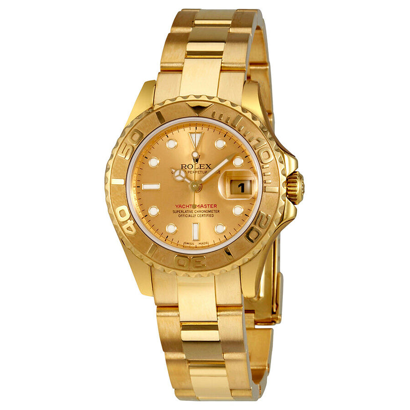 Rolex Yacht-Master Champagne Dial 18K Yellow Gold Oyster Bracelet Automatic Ladies Watch 169628CSO#169628-CSO - Watches of America