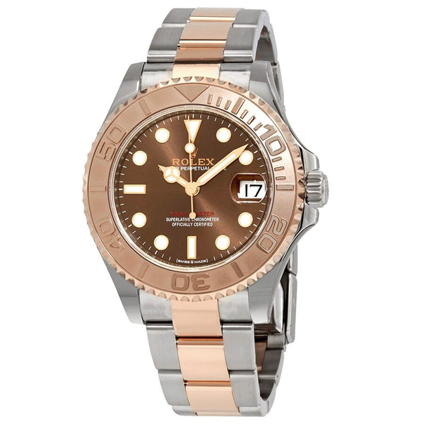 Rolex Yacht-Master Chocolate Dial Steel and 18K Everose Mid-size Oyster Watch #268621CHSO - Watches of America