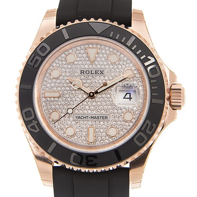 Rolex Yacht-Master Diamond Pave Dial Automatic Men's Rubber Watch #116655DSR - Watches of America