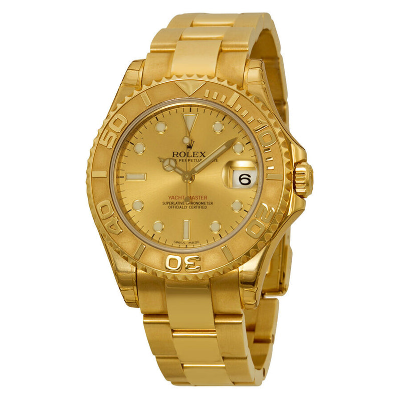 Rolex Yacht-Master Gold Dial 18K Yellow Gold Oyster Bracelet Automatic Ladies Watch #168628CSO - Watches of America