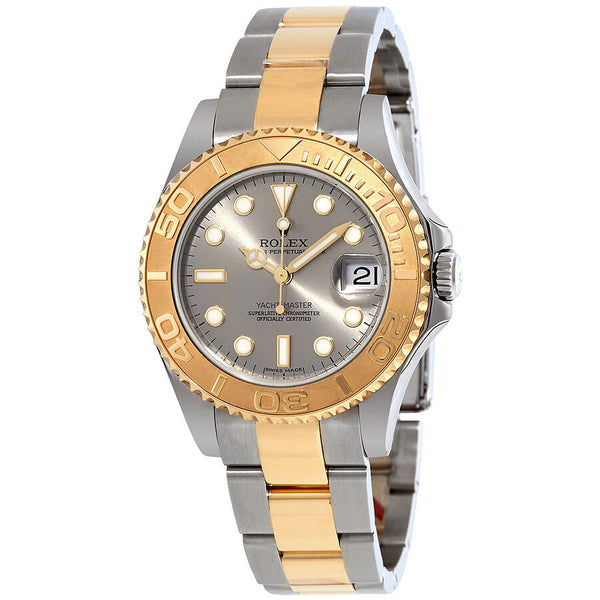 Rolex Yacht-Master Grey Dial Stainless Steel and 18K Yellow Gold Oyster Bracelet Automatic Men's Watch GYSO#168623 - Watches of America