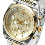 Emporio Armani Classic Silver Dial Reloj cronógrafo de acero inoxidable bicolor para hombre AR0396